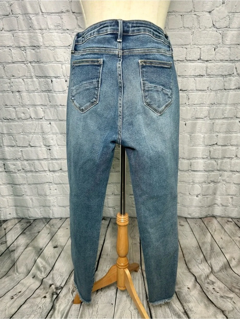 Driftwood High Rise Straight Leg Jeans Blue Chevron Side Stripe Women's 30